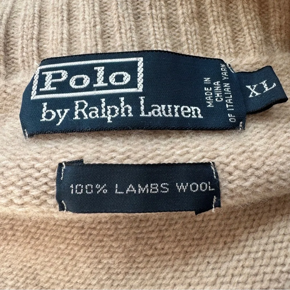 Polo Ralph Lauren Vintage 90’s 100% Lambswool 1/4 Zip Sweater